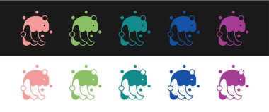 Set Tsunami icon isolated on black and white background. Flood disaster. Stormy weather by seaside, ocean or sea wave or tsunami. Vector.