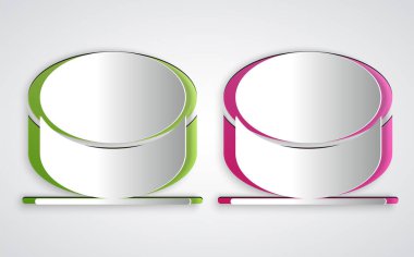 Kağıt kesiği hokey diski simgesi gri arka planda izole edilmiş. Kağıt sanatı tarzı. Vektör.