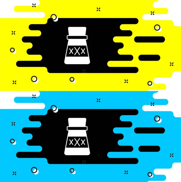 Bílá Láhev Ikonou Lektvaru Izolované Černém Pozadí Baňka Kouzelným Lektvarem — Stockový vektor