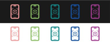 Siyah ve beyaz arkaplanda 3 boyutlu modelleme simgesini ayır. Artırılmış gerçeklik mi yoksa sanal gerçeklik mi? Vektör.