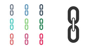 Siyah zincir bağlantısı simgesi beyaz arkaplanda izole edildi. Bağlantı bekar. Hiper bağlantı zinciri sembolü. Simgeleri renklendirin. Vektör.