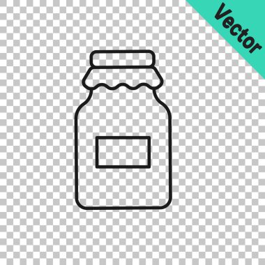 Şeffaf arkaplanda siyah çizgi bal ikonu izole edildi. Yiyecek bankası. Tatlı doğal gıda sembolü. Vektör.