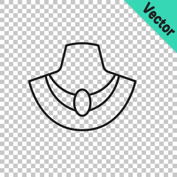 Black Line Necklace Mannequin Icon Isolated Transparent Background Vector — Stock Vector