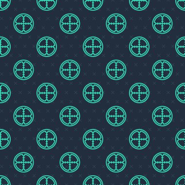 Yeşil çizgi keskin nişancı optik görüş ikonu mavi arkaplandaki kusursuz deseni izole etti. Keskin nişancı dürbünü. Vektör.