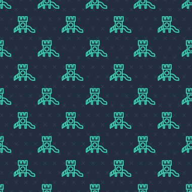 Yeşil çizgi Slayt oyun alanı simgesi mavi arkaplanda izole edilmiş pürüzsüz desen. Çocuklar kayar. Vektör.