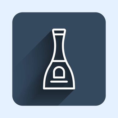 Oje ikonundan oluşan beyaz çizgi uzun gölgeli bir arka plan. Mavi kare düğme. Vektör.