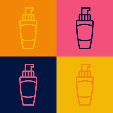 El kremi ikonunun pop sanat çizgisi tüpü renk arkaplanda izole edilmiş. Vektör.