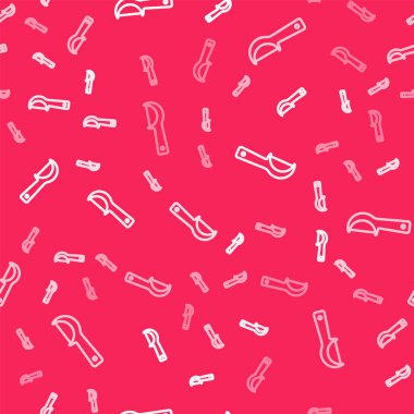 Beyaz çizgi diş ipi simgesi kırmızı arka planda izole edilmiş. Vektör.