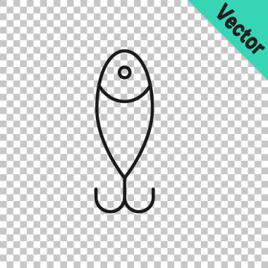 Black line Fishing lure icon isolated on transparent background. Fishing tackle. Vector.
