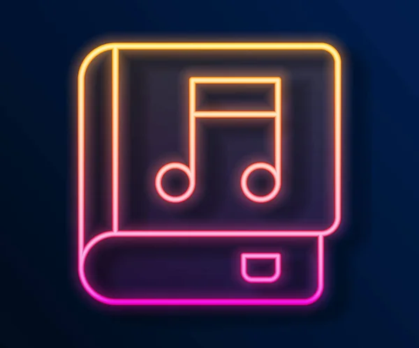 Glowing Neon Line Audio Book Icon Isolated Black Background Musical — Stock Vector