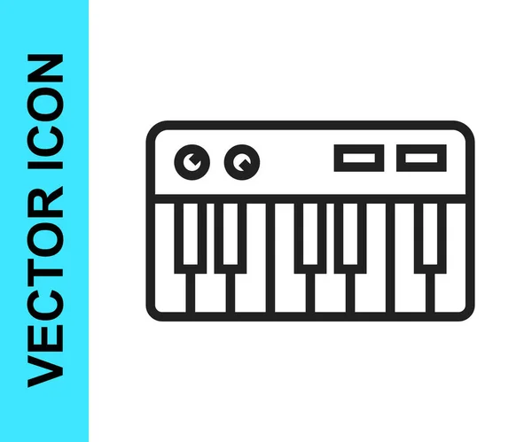 Línea Negra Icono Sintetizador Música Aislado Sobre Fondo Blanco Piano — Vector de stock
