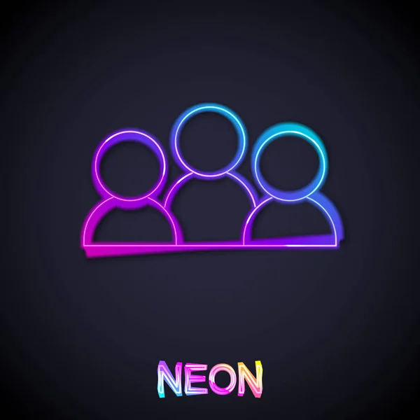 Gloeiende Neon Lijn Ontmoeting Pictogram Geïsoleerd Zwarte Achtergrond Business Team — Stockvector