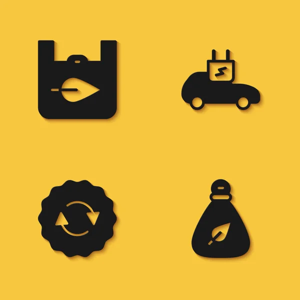 Set Sac Provisions Avec Recyclage Des Déchets Recycler Symbole Icône — Image vectorielle