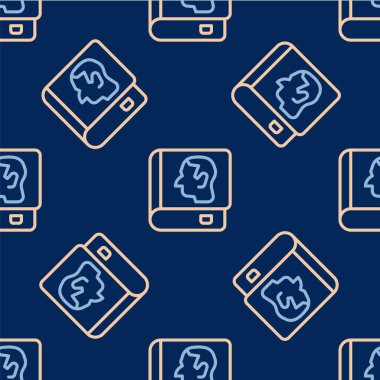 Satır Kanunu simgesi mavi arkaplanda izole edilmiş kusursuz desen. Yasal yargıç kitabı. Yargılama kavramı. Vektör.