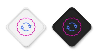 Beyaz arkaplanda izole edilmiş satır geri dönüşüm simgesi simgesi. Dairesel ok simgesi. Çevre geri dönüşümü yeşile döner. Renkli taslak konsepti. Vektör.