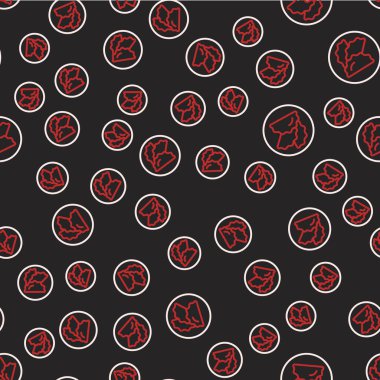 Line Dumpling icon isolated seamless pattern on black background. Traditional chinese dish. Vector.