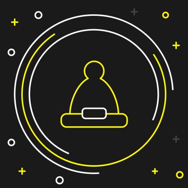 Siyah arka planda izole edilmiş çizgi Noel Baba şapkası ikonu. Mutlu Noeller ve mutlu yıllar. Renkli taslak konsepti. Vektör.