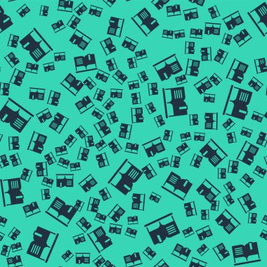 Siyah Açık kitap simgesi yeşil arkaplanda izole edilmiş kusursuz desen. Vektör.