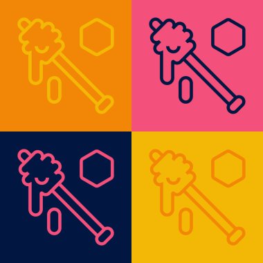 Pop sanat eseri Honey Dipper çubuğu simgesi renk arkaplanında izole edilmiş. Tatlı kepçe. Vektör.