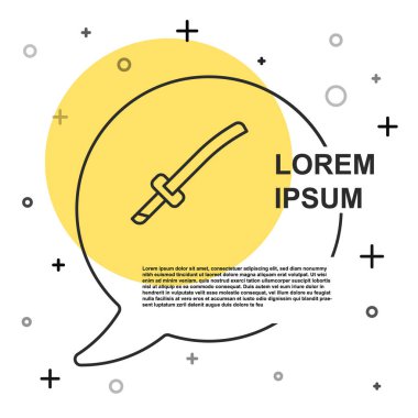 Siyah çizgi Geleneksel Japon katana simgesi beyaz arka planda izole edildi. Japon kılıcı. Rastgele dinamik şekiller. Vektör.