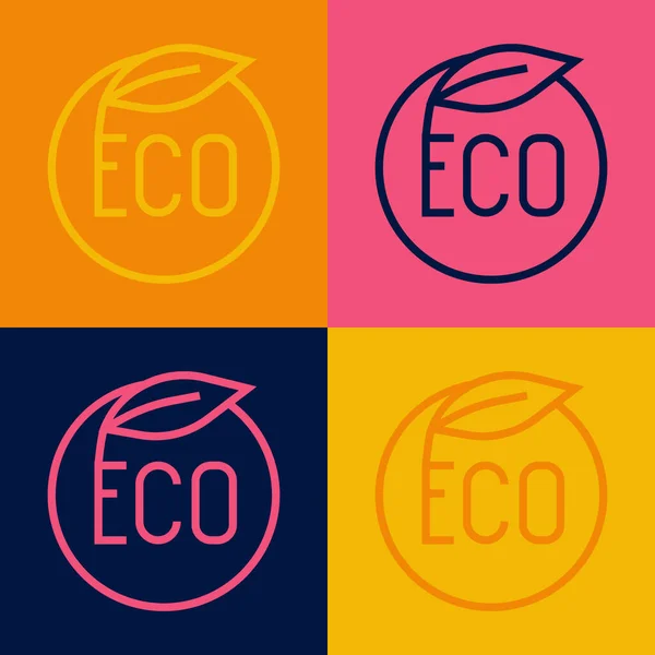 Línea Arte Pop Banner Etiqueta Etiqueta Logotipo Para Eco Verde — Vector de stock