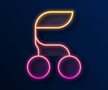 Parlayan neon hattı. Siyah arka planda izole edilmiş taze yaz meyveleri ikonu. Böğürtlen. Vektör.