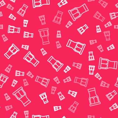 Beyaz çizgi Afrika perküsyon davul ikonu kırmızı arka planda izole edilmiş pürüzsüz desen. Müzik aleti. Vektör.