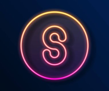 Parlayan neon hattı Pusula güney simgesi siyah arkaplanda izole edildi. Rüzgâr yön bulma sembolü. Rüzgar gül işareti. Vektör.