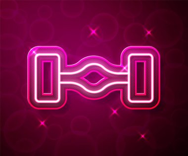 Parlayan neon hattı Chassis araba simgesi kırmızı arkaplanda izole edildi. Vektör.