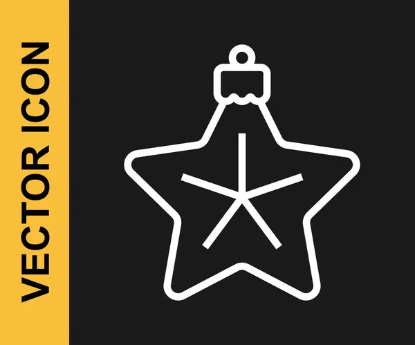 Ícone Estrela Natal Linha Branca Isolado Fundo Preto Feliz Natal — Vetor de Stock