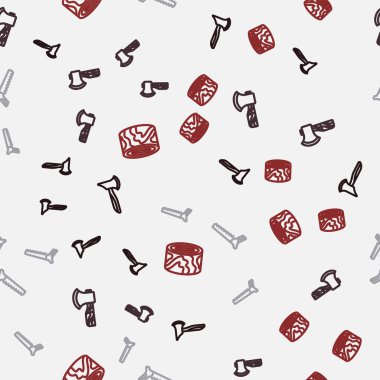 Tahta balta El testeresini ayarlayın ve kusursuz bir desen oluşturun. Vektör.