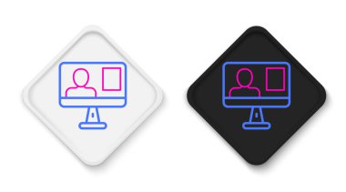 Çevrimiçi Sınıf simgesi beyaz arkaplanda izole edildi. Çevrimiçi eğitim kavramı. Renkli taslak konsepti. Vektör.