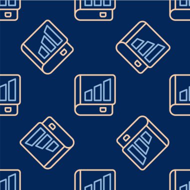 Satır Finans kitabı simgesi mavi arka planda kusursuz desen izole etti. Vektör.