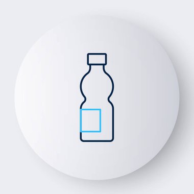 Beyaz arka planda izole edilmiş bir şişe su. Soda su içme tabelası. Renkli taslak konsepti. Vektör.