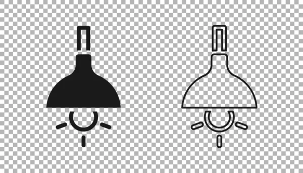 Lampe Noire Pendante Icône Isolée Sur Fond Transparent Ampoule Plafonnier — Image vectorielle