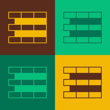 Pop Art Bricks simgesi renk arkaplanında izole edildi. Vektör.