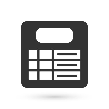 Gri tren istasyonu simgesi beyaz arka planda izole edildi. Mekanik skor tabelası. Trendeki billboarddaki uçuş bilgileri. Vektör.