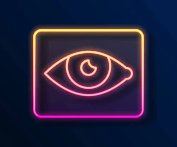 Gloeiende Neon Lijn Rood Oog Effect Pictogram Geïsoleerd Zwarte Achtergrond — Stockvector