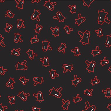 Çizgi megafon simgesi siyah arkaplanda izole edilmiş pürüzsüz desen. Sözcü işareti. Vektör.