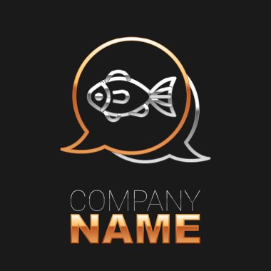 Line Fish simgesi siyah arkaplanda izole edildi. Renkli taslak konsepti. Vektör.