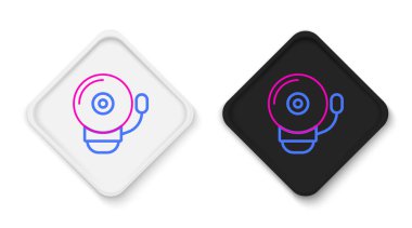 Hat zil simgesi beyaz arkaplanda izole edildi. Yangın alarmı. Servis zili, el zili işareti, uyarı sembolü. Renkli taslak konsepti. Vektör.