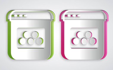 Kağıt kesme mobil uygulaması simgesi gri arkaplanda izole edildi. Mobil uygulama taksisi. Kağıt sanatı tarzı. Vektör.