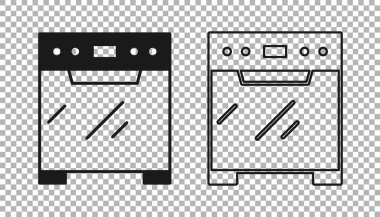 Siyah fırın simgesi şeffaf arkaplanda izole edildi. Fırın tabelası. Vektör.