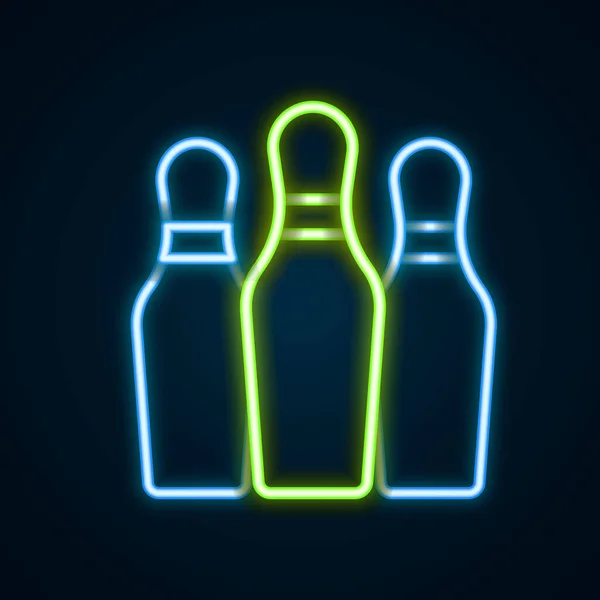 Leuchtendes Neon Line Bowling Pin Symbol Isoliert Auf Schwarzem Hintergrund — Stockvektor