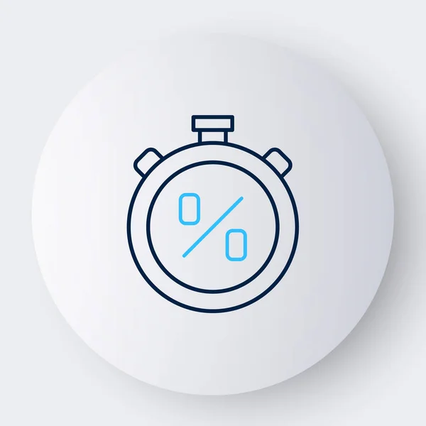 Line Stopwatch Percent Discount Icon Isolated White Background Time Timer — Stock Vector