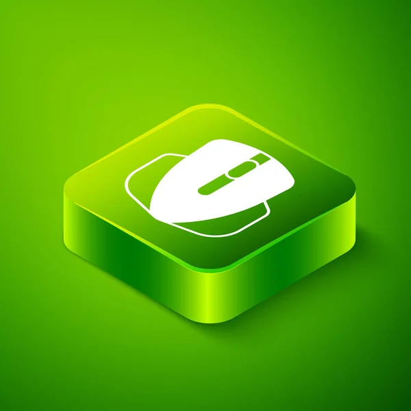 Isometric Computer Mouse Gaming Icon Isolated Green Background Optical Wheel — Stock Vector