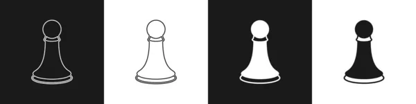 Set Chess Pawn Icon Isolated Black White Background Vector — Διανυσματικό Αρχείο