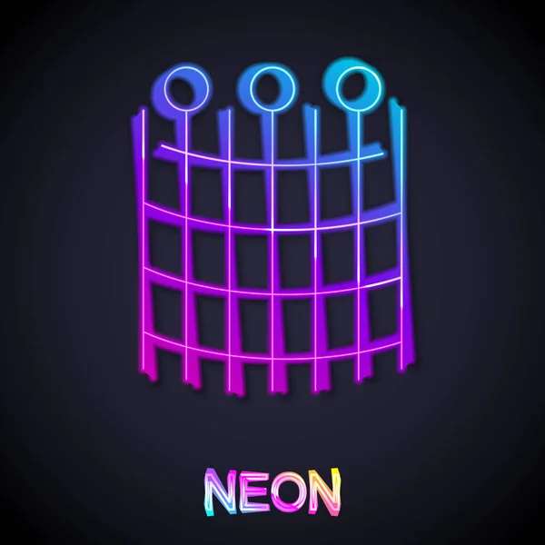 Gloeiende Neon Lijn Visnet Patroon Pictogram Geïsoleerd Zwarte Achtergrond Visserij — Stockvector