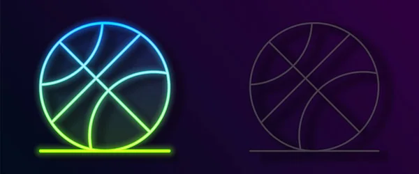 Zářící Neon Linka Basketbal Ikona Izolované Černém Pozadí Sportovní Symbol — Stockový vektor