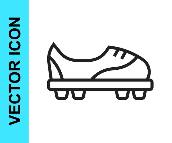 Línea Negra Icono Zapatos Fútbol Aislado Sobre Fondo Blanco Botas — Vector de stock